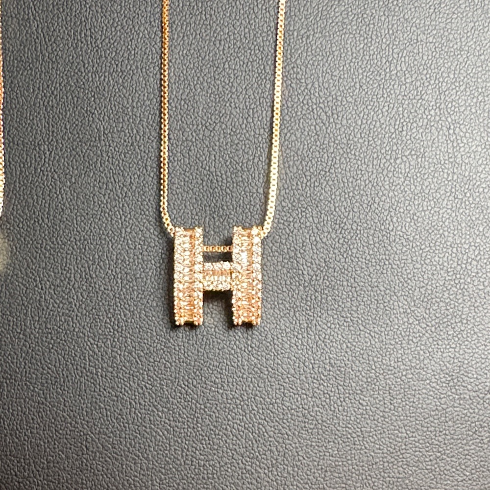 Large Gold Initial H Pendant Necklace